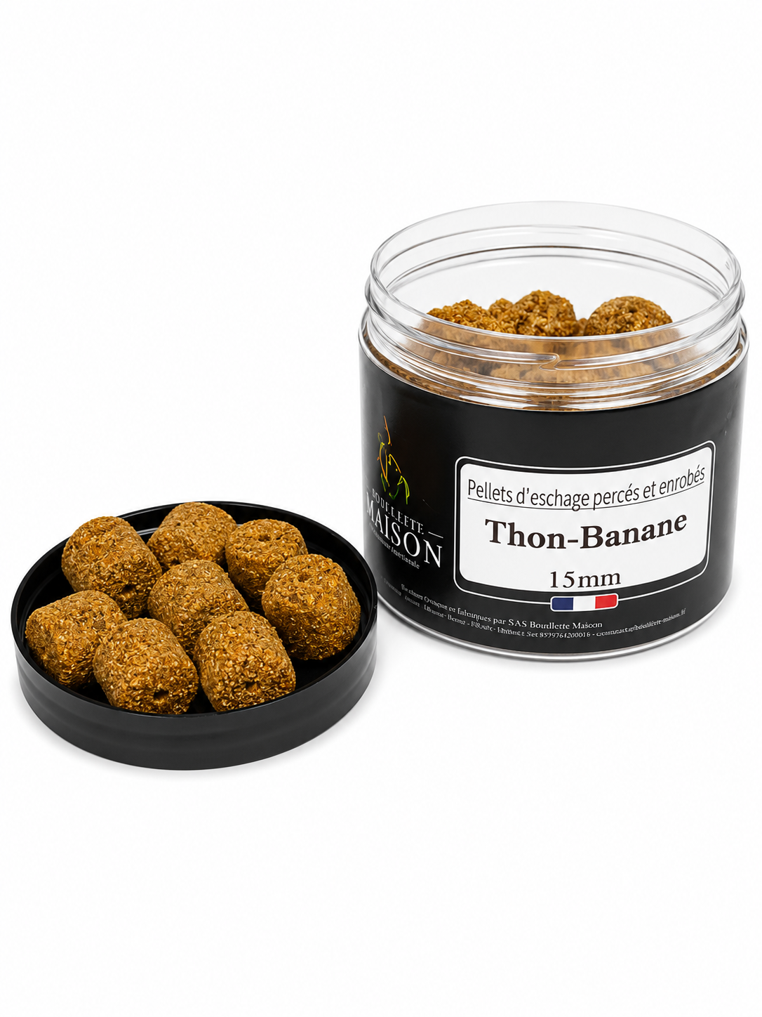 Pot pellets d'eschage percés ENROBÉS 15mm BOUILLETTE MAISON