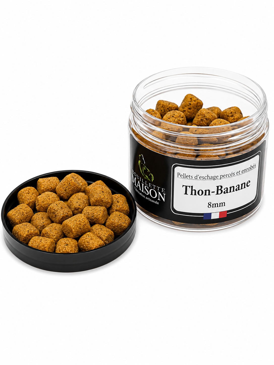 Pot pellets d'eschage percés ENROBÉS 8mm BOUILLETTE MAISON