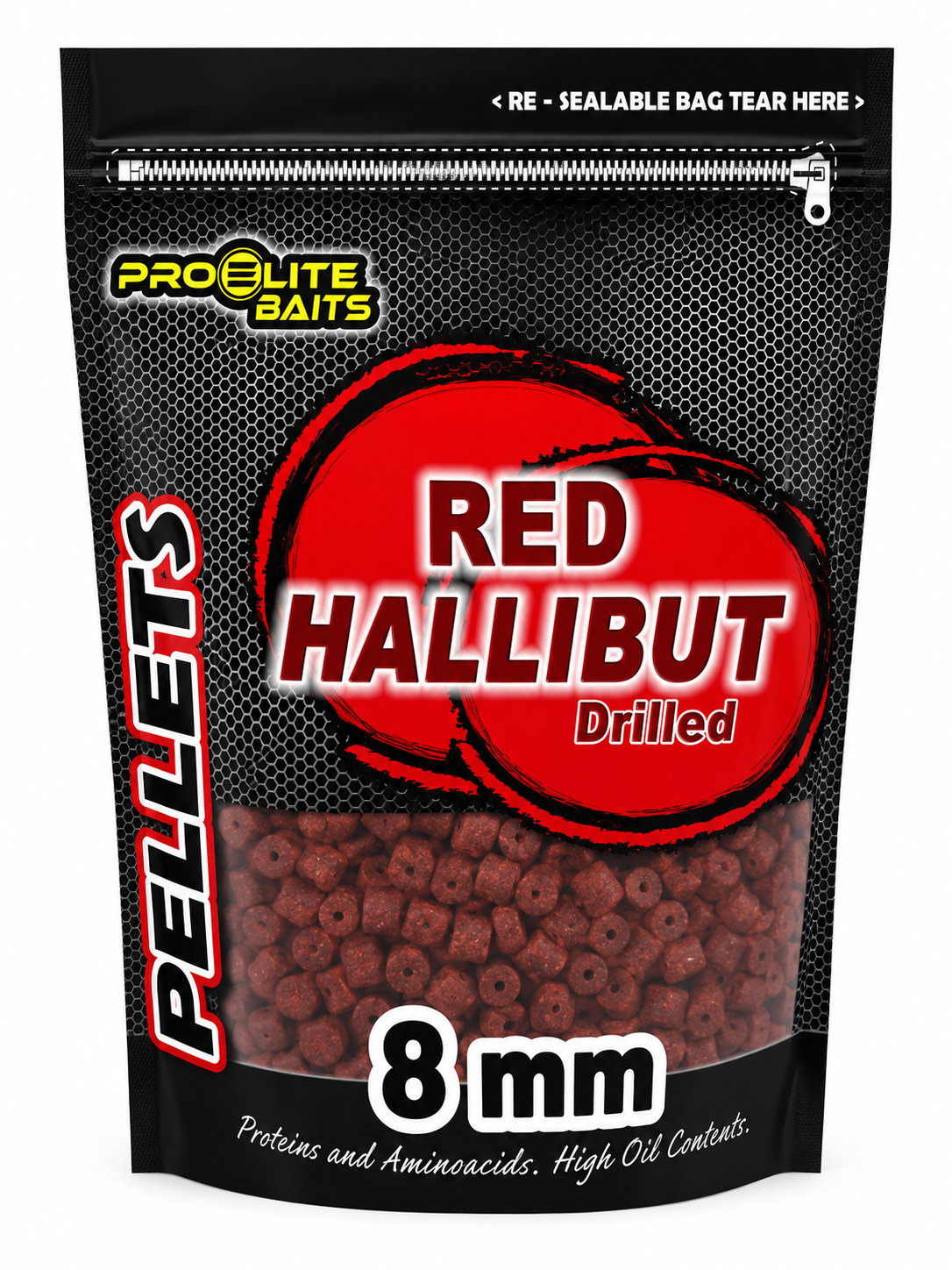 PELLET percés 8 ou 15mm Black / Red hallibut